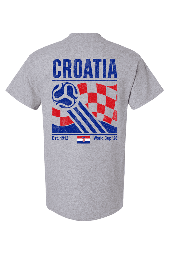 Men's International Country Soccer Tournament Short Sleeve T-Shirt-Croatia-Sports Grey-Medium