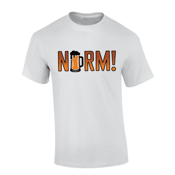 Trenz Shirt Company Men's Novelty T-Shirts, Cheers Inspired Mug of Beer NORM! Short Sleeve Tshirt, Funny Graphic Tee, White-XX-Large