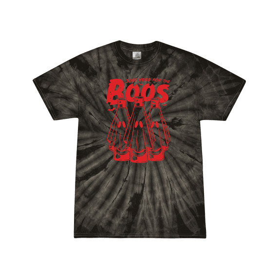 Trenz Shirt Company Men's Red Just Here For The Boos Funny Halloween Design Short Sleeve T-Shirt-Black Tie-Dye-XX-Large