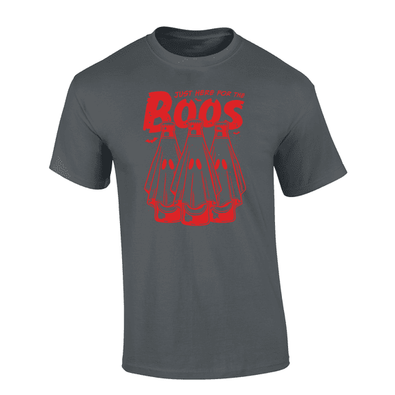 Trenz Shirt Company Men's Red Just Here For The Boos Funny Halloween Design Short Sleeve T-Shirt-Charcoal-Large