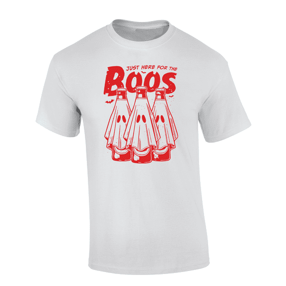 Trenz Shirt Company Men's Red Just Here For The Boos Funny Halloween Design Short Sleeve T-Shirt-White-X-Large