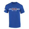 thumbnail image 1 of Trenz Shirt Company Men’s USA Flag Filled Jesus Saves USA Flag John 3:16 Short Sleeve T-Shirt, Antique Royal-4X-Large, 1 of 1