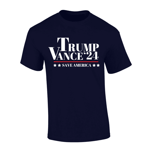 Trenz Shirt Company Mens 2024 Trump Save America Vance Short Sleeve T-Shirt-Navy-X-Large