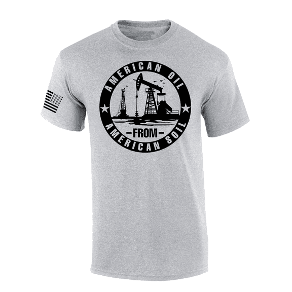 Trenz Shirt Company Mens American Oil From American Soil Circle Short Sleeve T-Shirt-Sport Grey-Medium