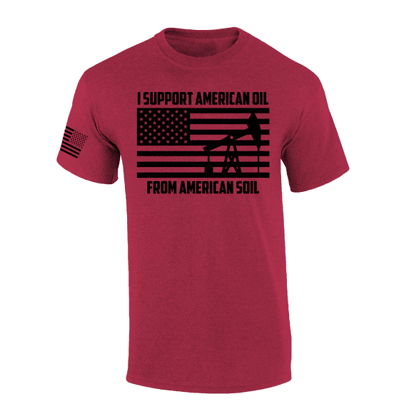 Trenz Shirt Company Mens American Oil Soil Flag Short Sleeve T-Shirt-Antique Cherry-X-Large