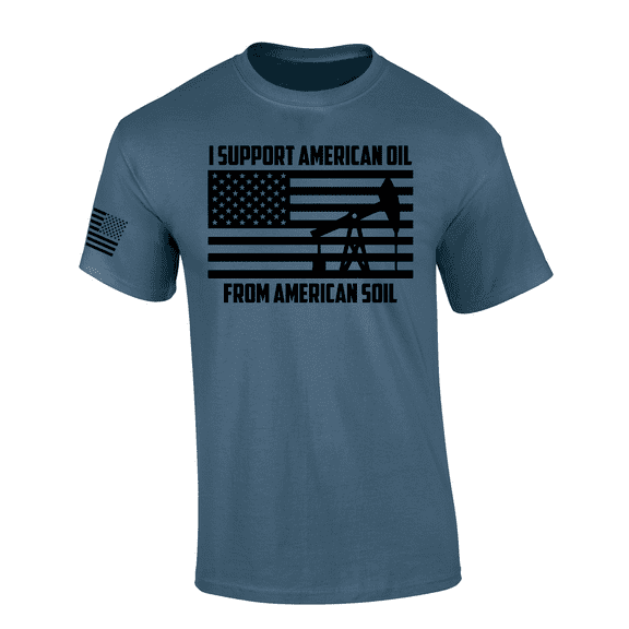 Trenz Shirt Company Mens American Oil Soil Flag Short Sleeve T-Shirt-Indigo-Small