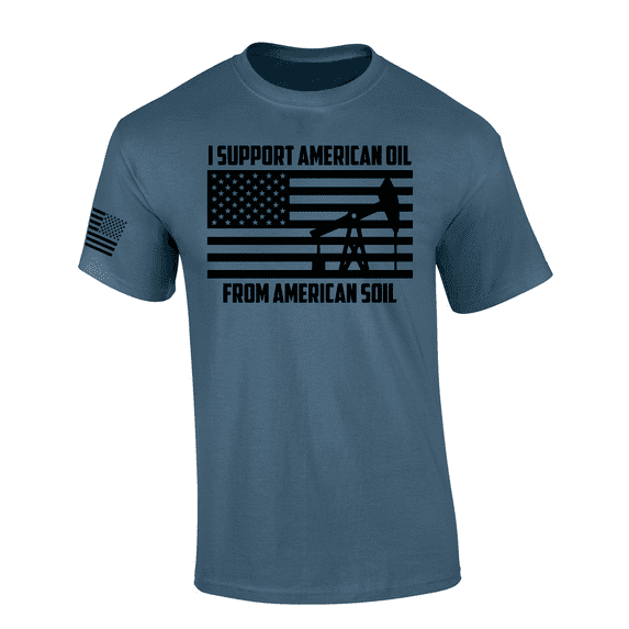 Trenz Shirt Company Mens American Oil Soil Flag Short Sleeve T-Shirt-Indigo-XX-Large