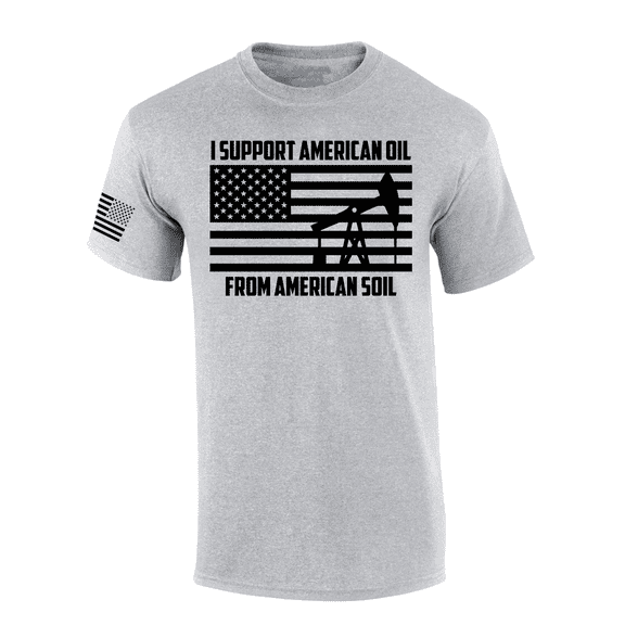 Trenz Shirt Company Mens American Oil Soil Flag Short Sleeve T-Shirt-Sport Grey-X-Large