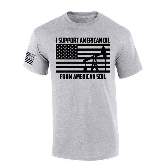Trenz Shirt Company Mens American Oil Soil Flag Short Sleeve T-Shirt-Sport Grey-XX-Large