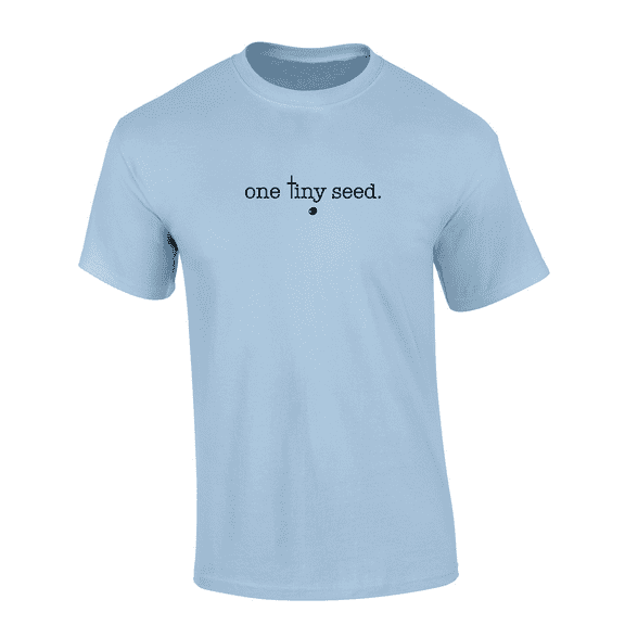 Trenz Shirt Company Mens Christian Faith One Tiny Seed Short Sleeve T-shirt Graphic Tee-Light Blue-large