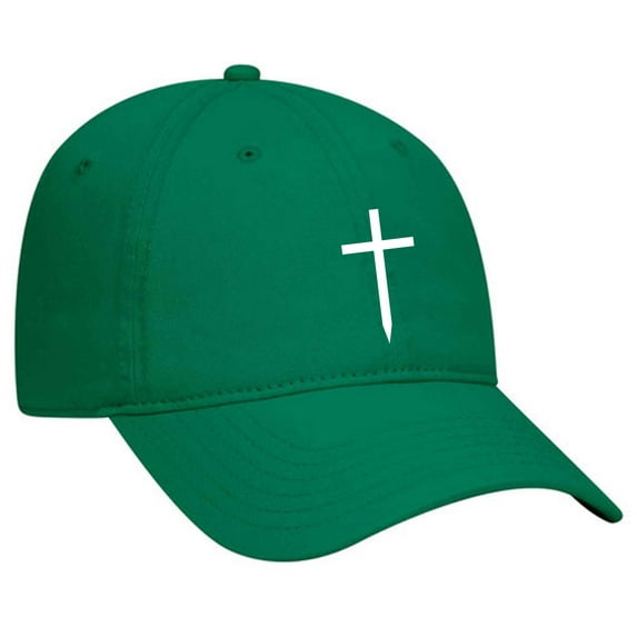 Trenz Shirt Company Mens Christian Hat Embroidered Cross Twill Dad Hat Baseball Cap, Forest Green