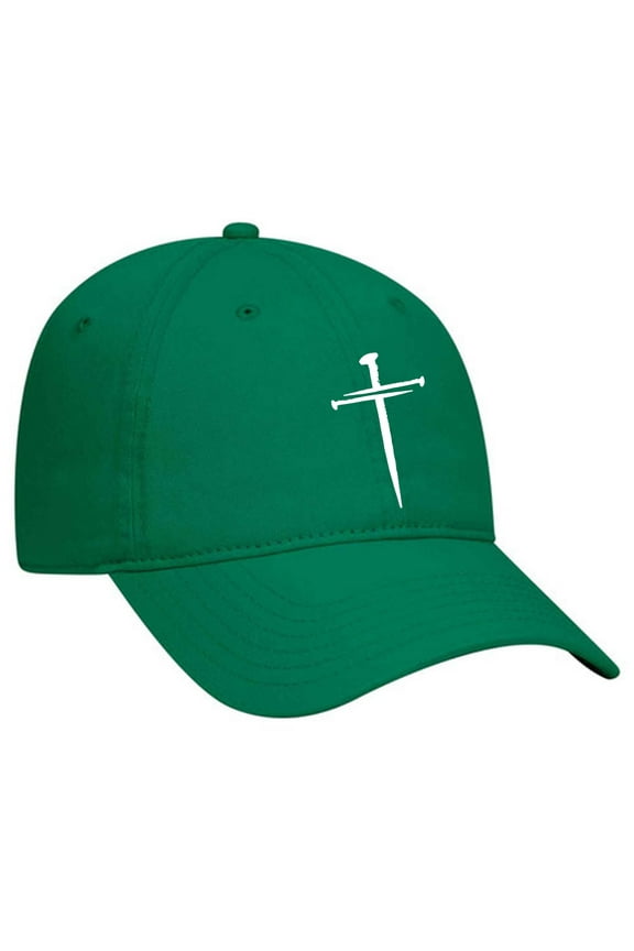 Mens Christian Hat Embroidered Cross Twill Dad Hat Baseball Cap, Forest Green