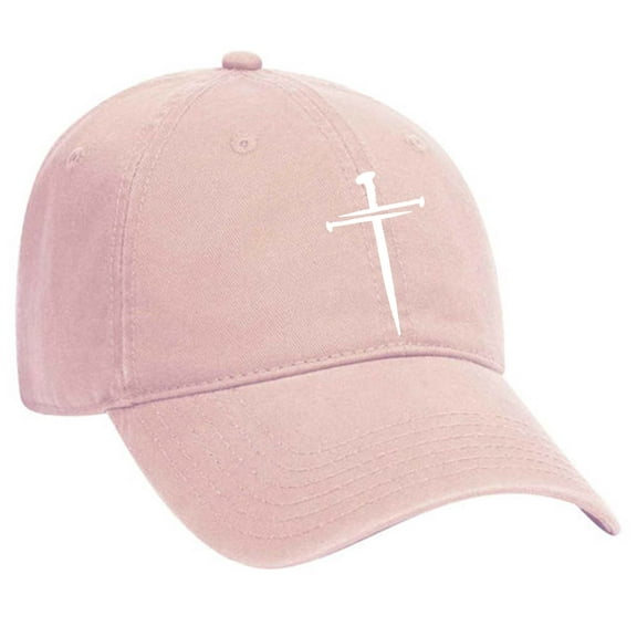 Trenz Shirt Company Mens Christian Hat Embroidered Cross Twill Dad Hat Baseball Cap, Pink