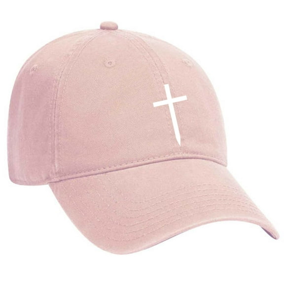 Trenz Shirt Company Mens Christian Hat Embroidered Cross Twill Dad Hat Baseball Cap, Pink