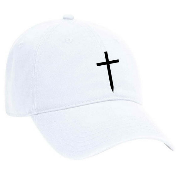 Trenz Shirt Company Mens Christian Hat Embroidered Cross Twill Dad Hat Baseball Cap, White