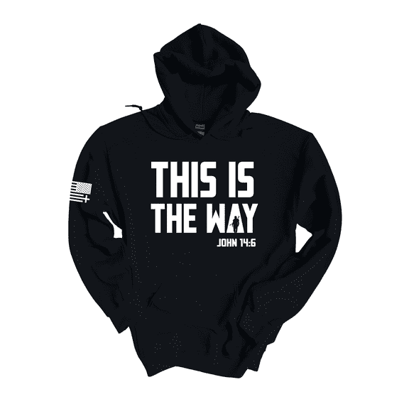 Trenz Shirt Company Mens Christian Hoodie This Is The Way John 14:6 Scripture American Flag Sleeve-Black-5xl