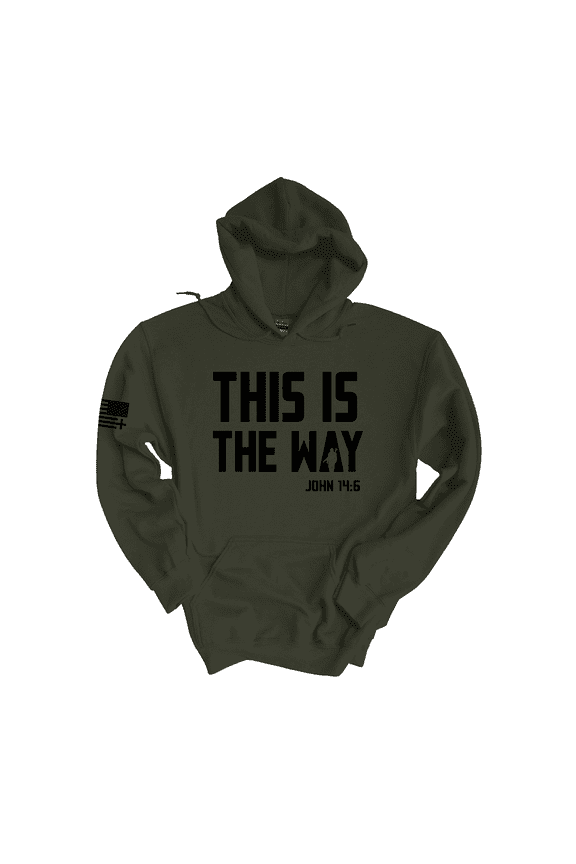 Mens Christian Hoodie This Is The Way John 14:6 Scripture American Flag Sleeve-Military-5xl