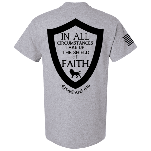 Trenz Shirt Company Mens Christian In All Circumstances Shield of Faith Eph 6:16 Flag Short Sleeve T-shirt-Sports Grey-xl