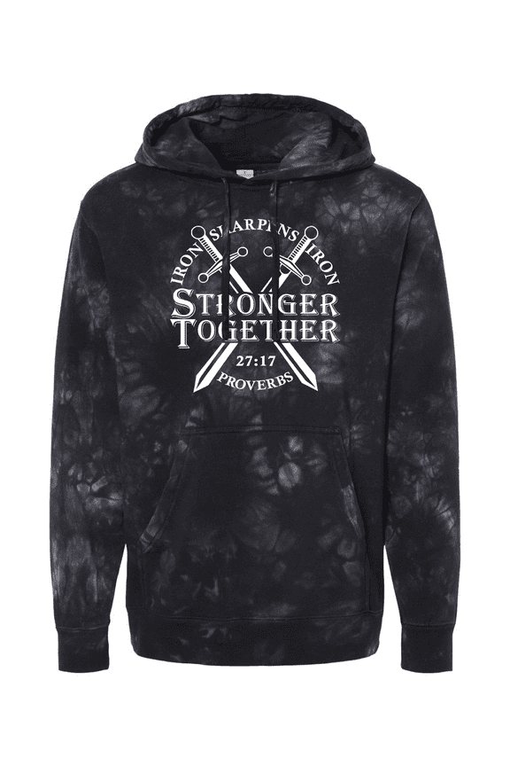 Mens Christian Iron Sharpens Iron Stronger Together Proverbs 27:17 Tie-Dye Hoodie-Black-medium
