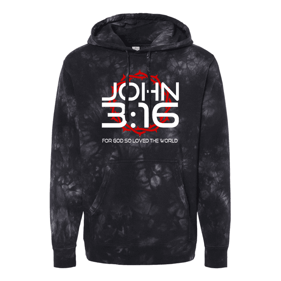 Trenz Shirt Company Mens Christian John 3:16 for God So Loved The World Scripture Tie-Dye Hoodie-Black-small