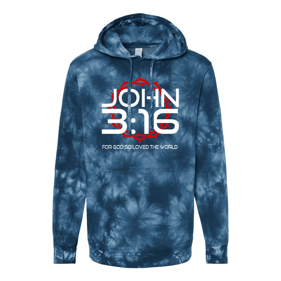 Trenz Shirt Company Mens Christian John 3:16 for God So Loved The World Scripture Tie-Dye Hoodie-Navy-medium