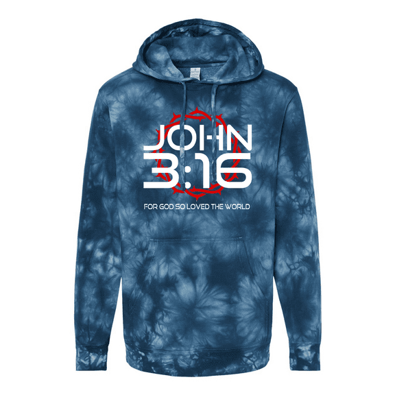 Trenz Shirt Company Mens Christian John 3:16 for God So Loved The World Scripture Tie-Dye Hoodie-Navy-xxl