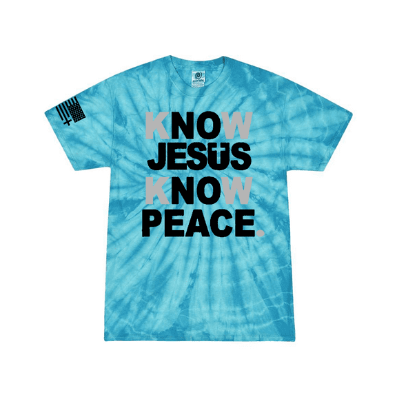 Trenz Shirt Company Mens Christian Know Jesus Know Peace Short Sleeve T-Shirt Graphic Tee-Spider Turquoise-large
