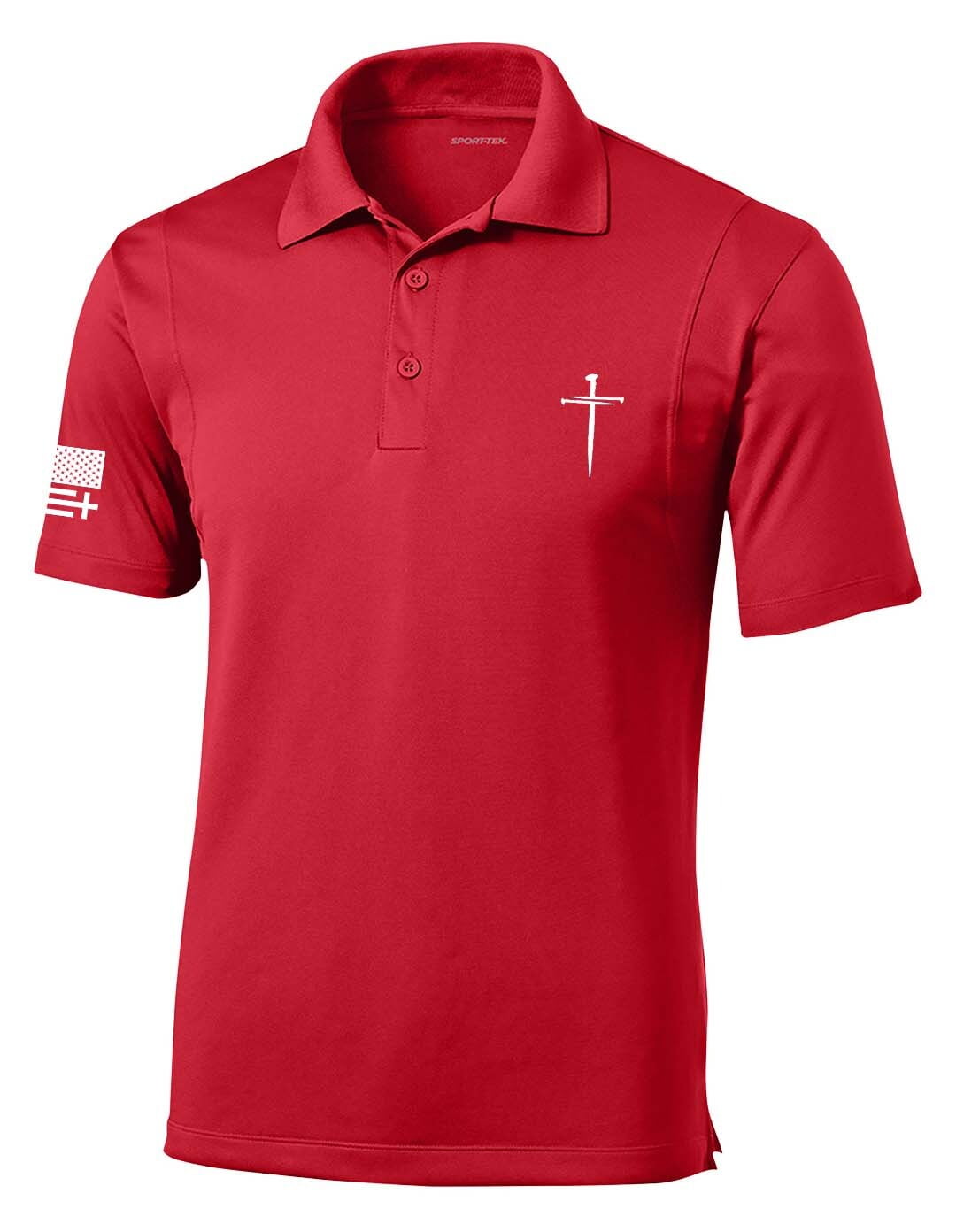 Trenz Shirt Company Mens Christian Polo Embroidered Nail Cross