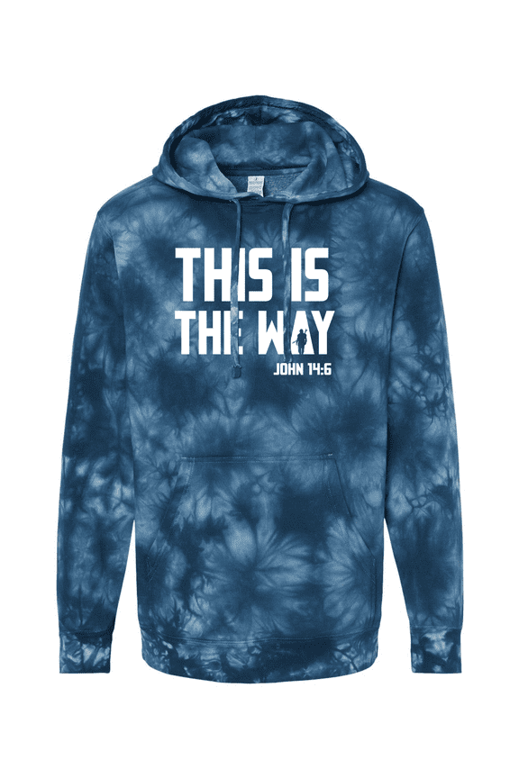 Mens Christian Shirt This is The Way John 14:6 Scripture Tie-Dye Hoodie-Navy-xxl