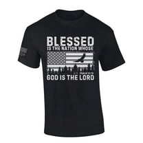 Trenz Shirt Company Mens Christian Tshirt Blessed is the Nation Whose God is the Lord Short Sleeve T-shirt-Black-6xl