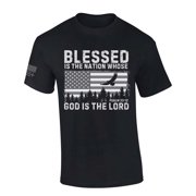 Trenz Shirt Company Mens Christian Tshirt Blessed is the Nation Whose God is the Lord Short Sleeve T-shirt-Black-xl