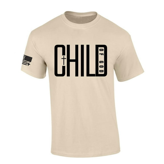 Trenz Shirt Company Mens Christian Tshirt Child of God Cross Short Sleeve T-shirt-Sand-xl
