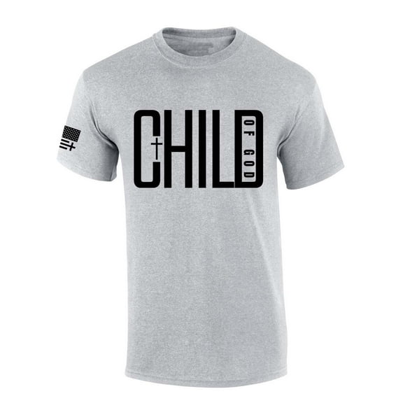 Trenz Shirt Company Mens Christian Tshirt Child of God Cross Short Sleeve T-shirt-Sports Grey-medium