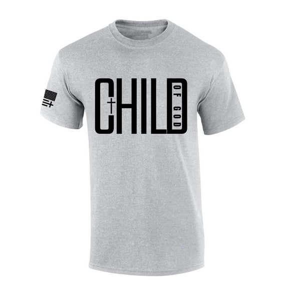 Trenz Shirt Company Mens Christian Tshirt Child of God Cross Short Sleeve T-shirt-Sports Grey-xxxl