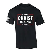 Trenz Shirt Company Mens Christian Tshirt Christ Is King Patriotic Short Sleeve T-shirt Graphic Tee-Black-large