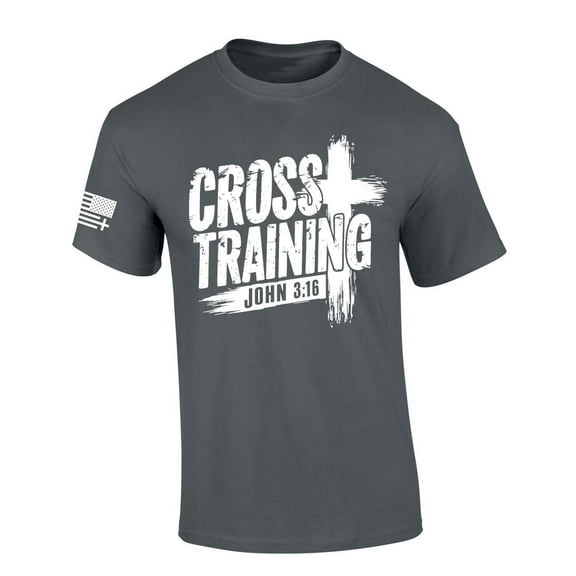 Trenz Shirt Company Mens Christian Tshirt Cross Training John 3:16 Scripture Short Sleeve T-shirt-Charcoal-6xl