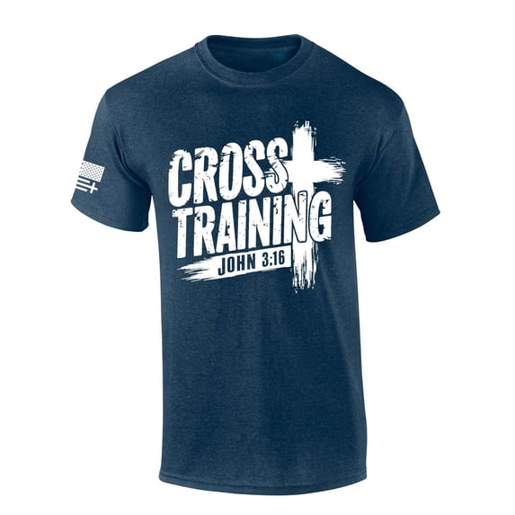 Trenz Shirt Company Mens Christian Tshirt Cross Training John 3:16 Scripture Short Sleeve T-shirt-Heather Navy-xxxl