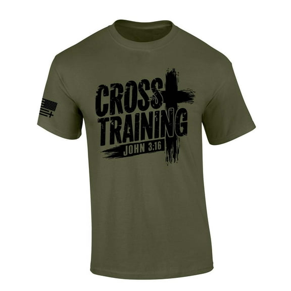Trenz Shirt Company Mens Christian Tshirt Cross Training John 3:16 Scripture Short Sleeve T-shirt-Military Green-4xl
