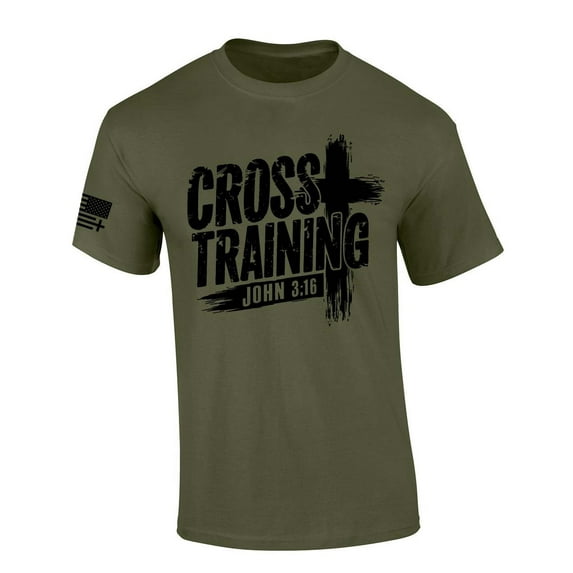 Trenz Shirt Company Mens Christian Tshirt Cross Training John 3:16 Scripture Short Sleeve T-shirt-Military Green-xxxl