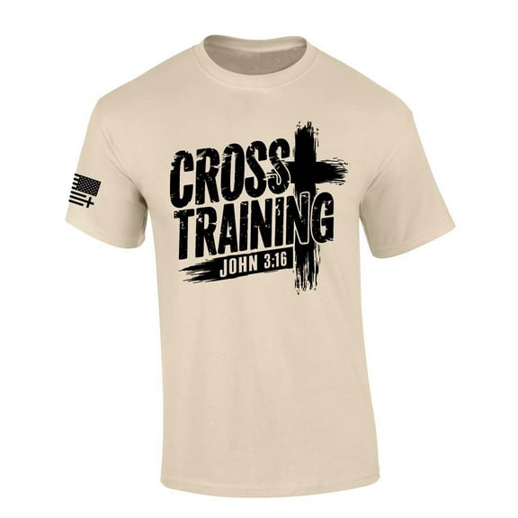 Trenz Shirt Company Mens Christian Tshirt Cross Training John 3:16 Scripture Short Sleeve T-shirt-Sand-xl