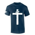 thumbnail image 1 of Trenz Shirt Company Mens Christian Tshirt Cross With Crown Jesus Short Sleeve T-shirt-Heather Navy-xxxl, 1 of 1