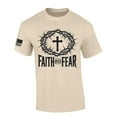 thumbnail image 1 of Trenz Shirt Company Mens Christian Tshirt Faith Over Fear Cross With Crown of Thorns Jesus Short Sleeve T-shirt-Sand-small, 1 of 1