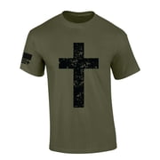Trenz Shirt Company Mens Christian Tshirt Grunge Cross Faith Jesus Short Sleeve T-shirt Faith Tee-Military-xxl