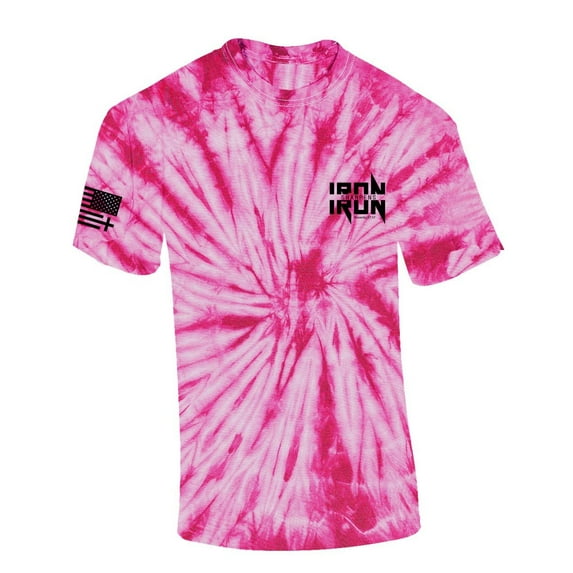 Trenz Shirt Company Mens Christian Tshirt Iron Sharpens Iron Metal Logo Crest Design Proverbs 27:17 Short Sleeve T-shirt Jesus Tee-Pink Tie Dye-small