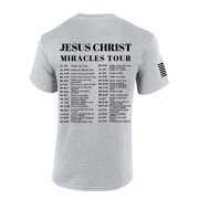 Trenz Shirt Company Mens Christian Tshirt Jesus Miracles World Tour Scripture Short Sleeve T-shirt Faith Tee-Sports Grey-medium