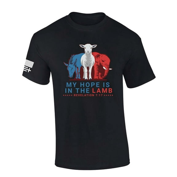 Trenz Shirt Company Mens Christian Tshirt My Hope Is In The Lamb Revelations 7:17 Short Sleeve T-shirt Graphic Tee-Black-4xl