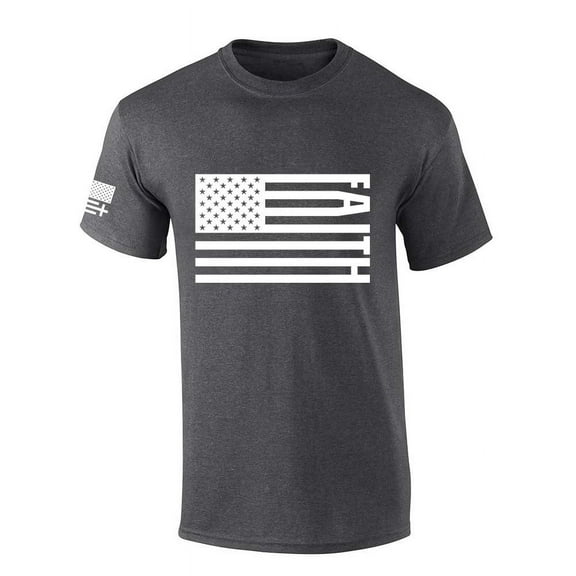 Trenz Shirt Company Mens Christian Tshirt Patriotic American Flag Faith Jesus Short Sleeve T-shirt-Heather Grey-large