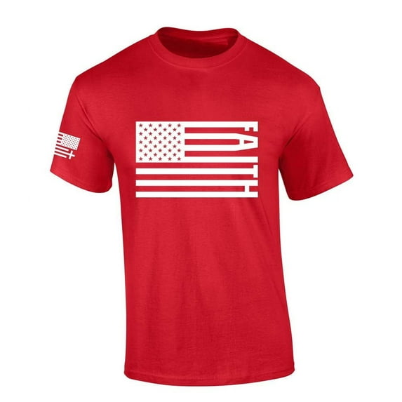 Trenz Shirt Company Mens Christian Tshirt Patriotic American Flag Faith Jesus Short Sleeve T-shirt-Red-xl