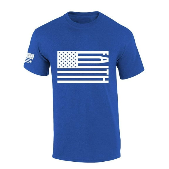 Trenz Shirt Company Mens Christian Tshirt Patriotic American Flag Faith Jesus Short Sleeve T-shirt-Royal Blue-medium