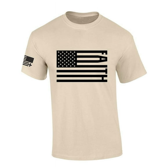 Trenz Shirt Company Mens Christian Tshirt Patriotic American Flag Faith Jesus Short Sleeve T-shirt-Sand-xl